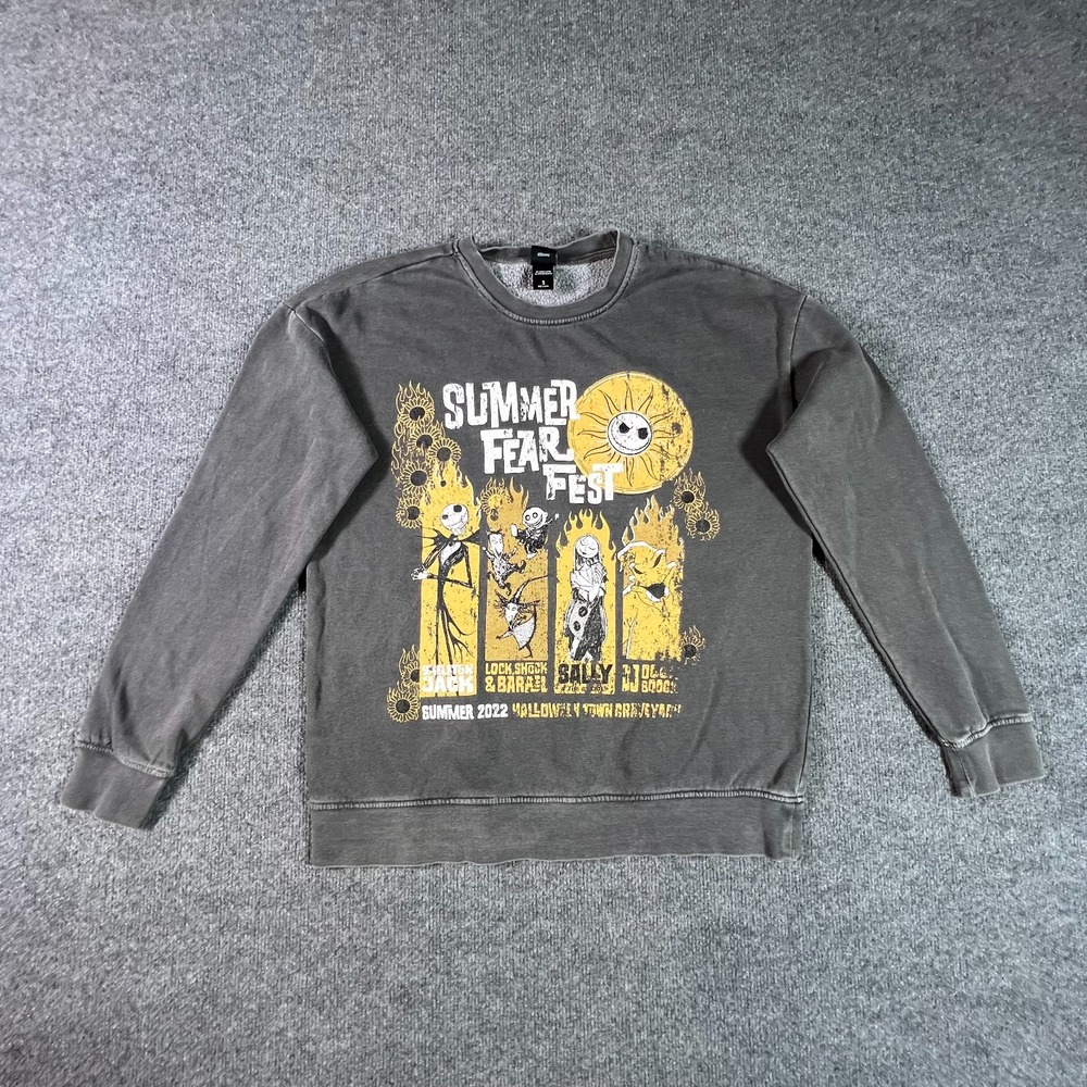 Disney Nightmare Before Christmas Summer Fear Fest Sweatshirt Womens Small Gray